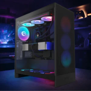 NZXT H7 Flow czarna obudowa ATX widok z przodu komputer gamingowy