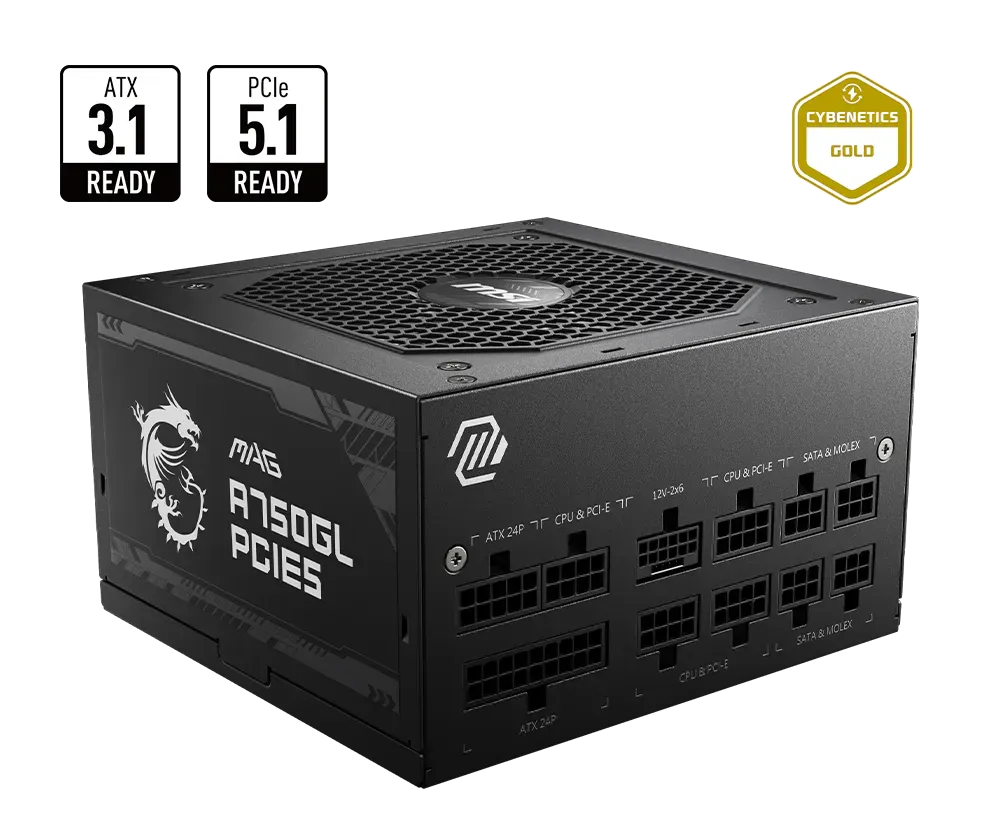 MSI MPG A750GL 750W zasilacz 80 Plus Gold komputer gamingowy